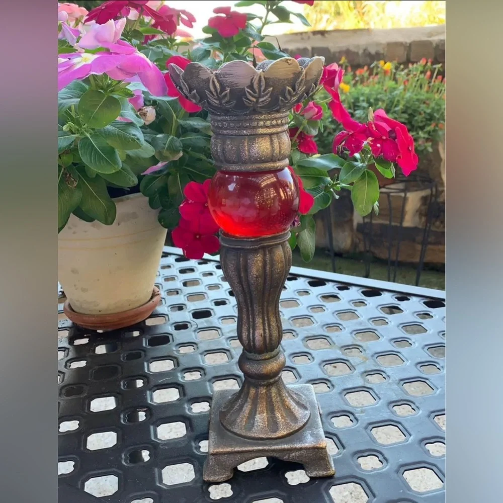 Kirkland’s Resin candle Holder with Red Accent